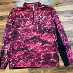 Huk Icon Red Elements 1/4 zip long sleeve